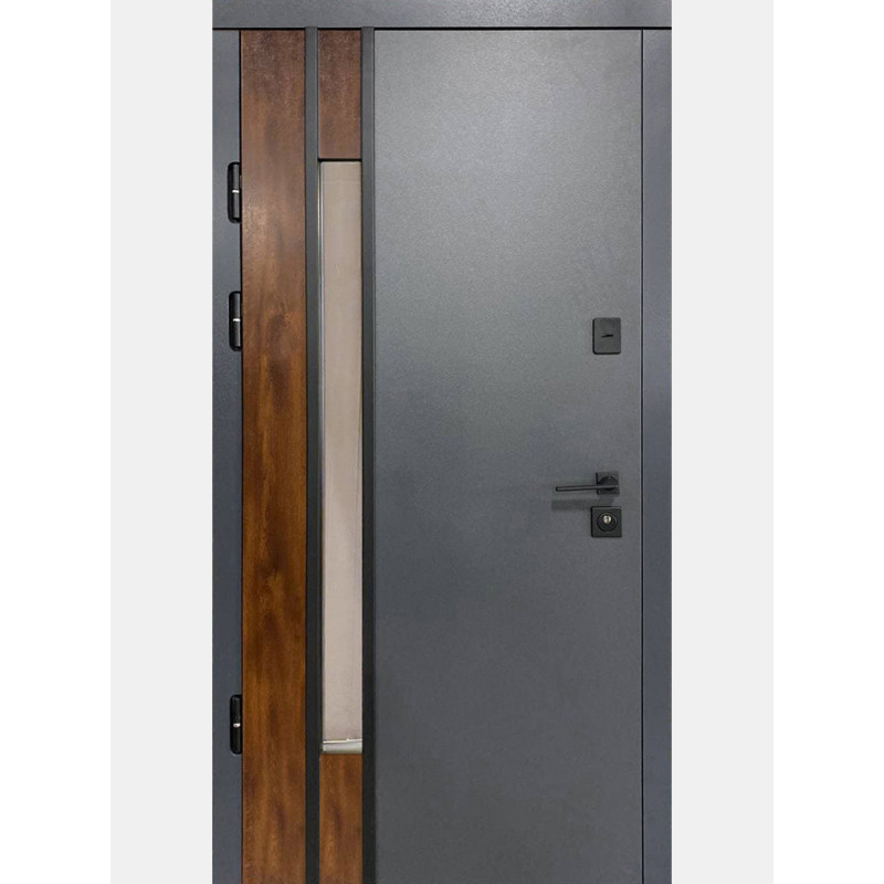 Двері вуличні, модель Thermo Steel Standart 22-07, 2 замка, одинарні, склопакет