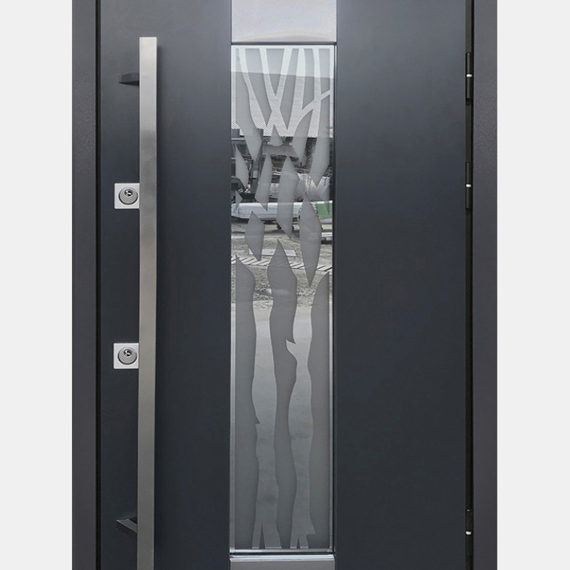 Двері вуличні, модель Thermo Steel Premium 22-21 lux, 2 замки, одинарні, склопакет