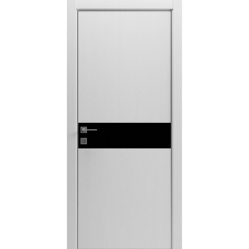 Двері колекції Modern модель Flat 02 Alum, (з вставкою зі скла) Каштан білий
