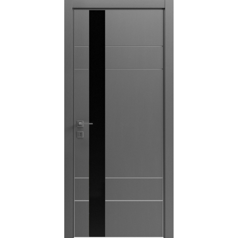 Двері колекції Modern модель Flat 05 Alum, (з вставкою зі скла) Каштан сірий
