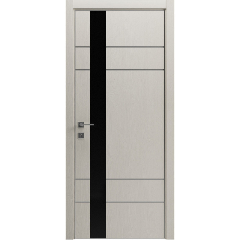 Двері колекції Modern модель Flat 05 Alum, (з вставкою зі скла) Каштан беж