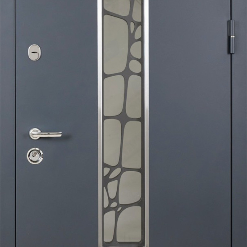 Двері вуличні, модель 408 Solid Glass RAL 7021Т зі склопакетом
