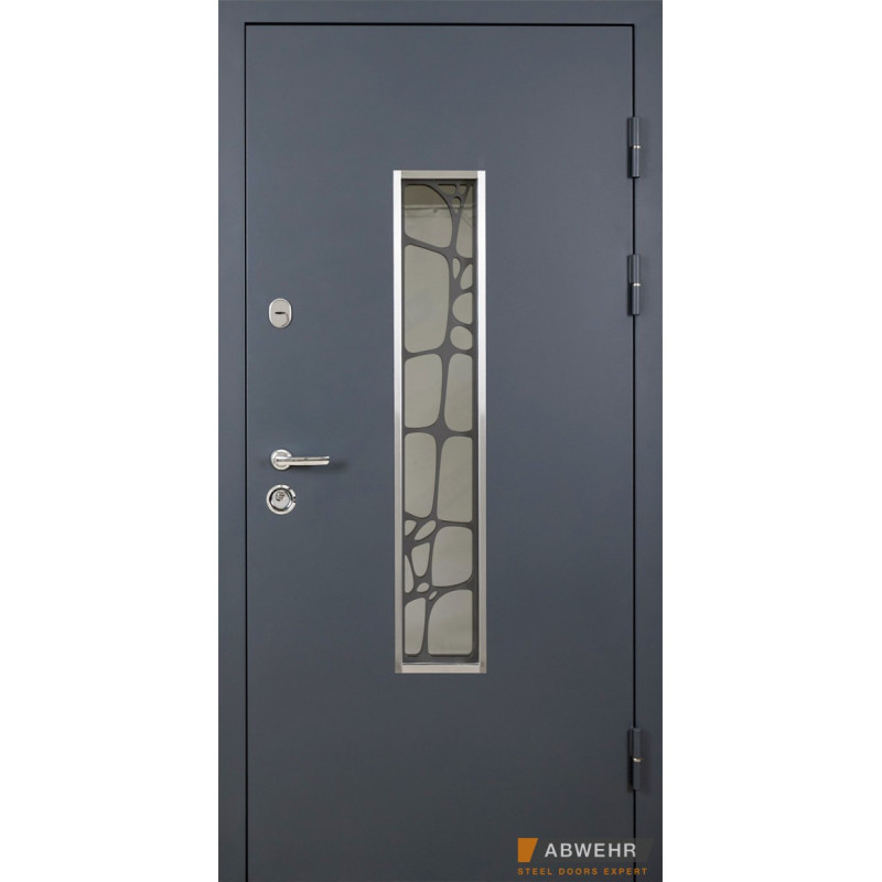 Двері вуличні, модель 408 Solid Glass RAL 7021Т зі склопакетом 860