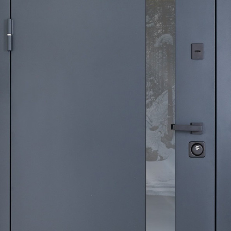 Двері вуличні, модель 506 Nordi Glass RAL 7021Т зі склопакетом