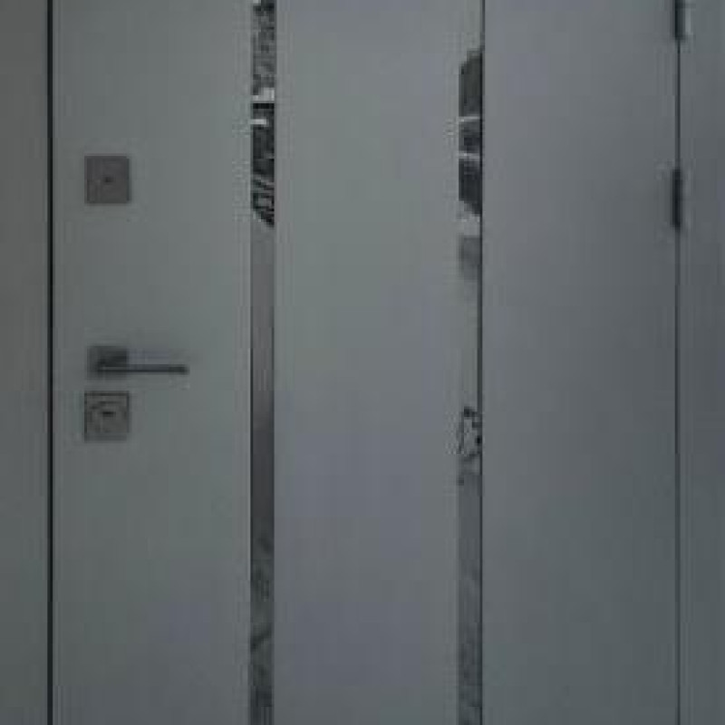 Двері вуличні Qdoors серія СТРІТ з ТЕРМОРОЗРИВОМ модель Піано метал Антрацит фарба/МДФ біле дерево